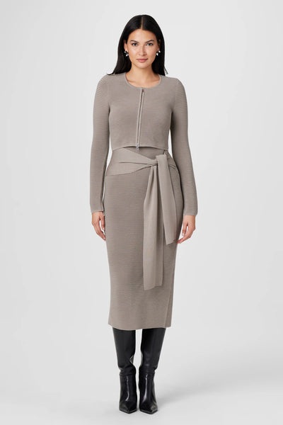 Elia Tie Front Knit Dress in Mushroom