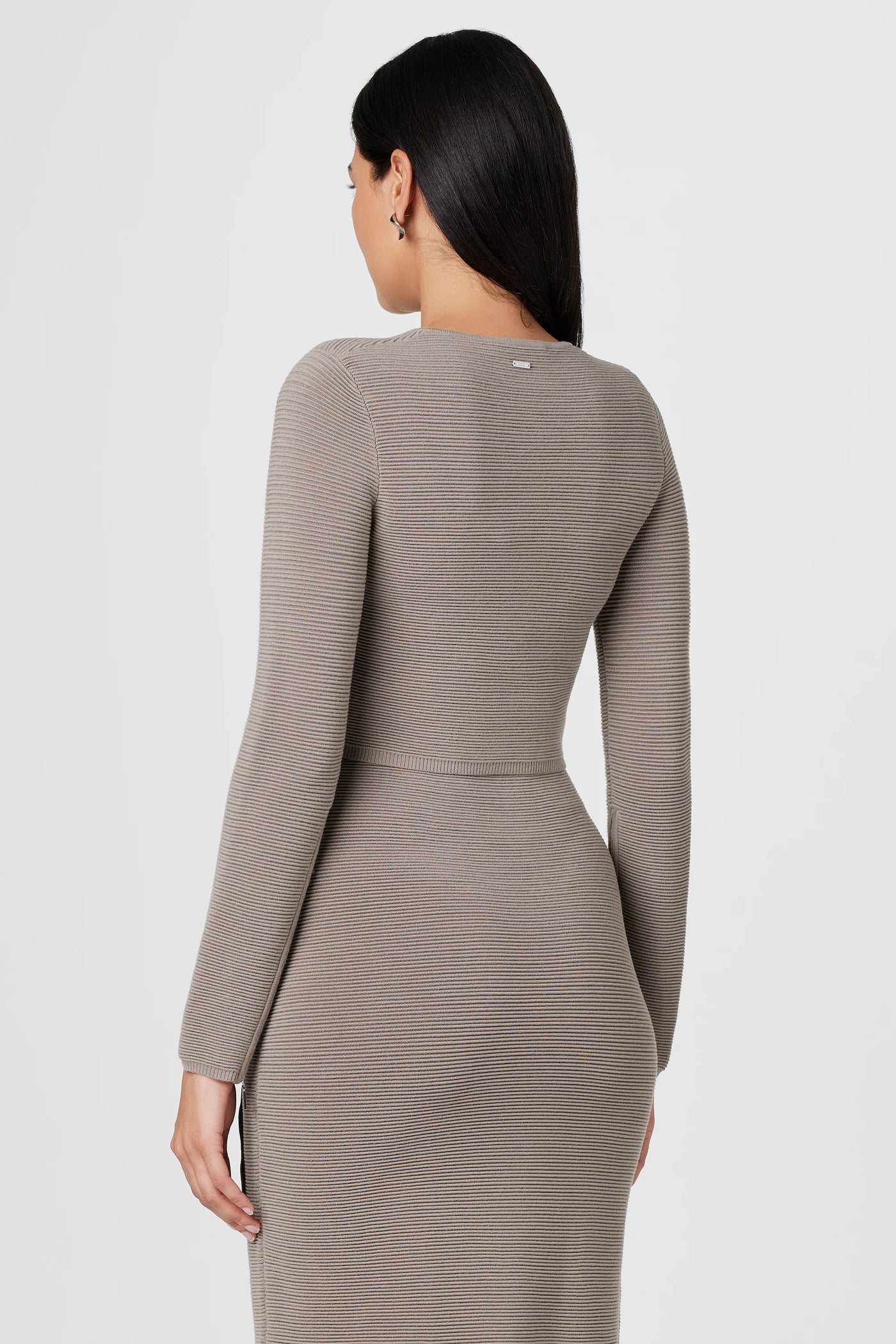 Tasha Zipper Crop Cardigan in Mushroom