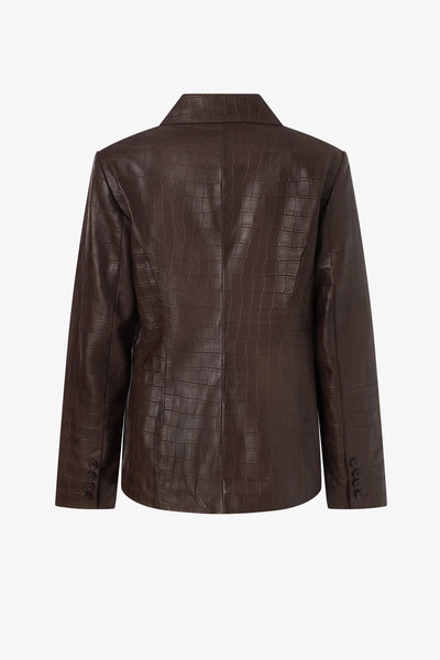 Croco Fitted Jacket in Espresso