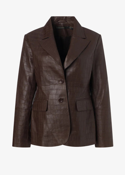 Croco Fitted Jacket in Espresso