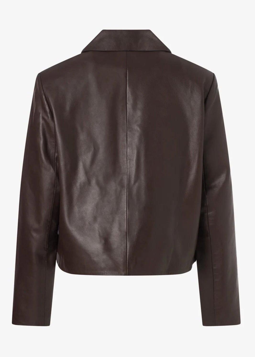 Cropped Leather Jacket in Espresso