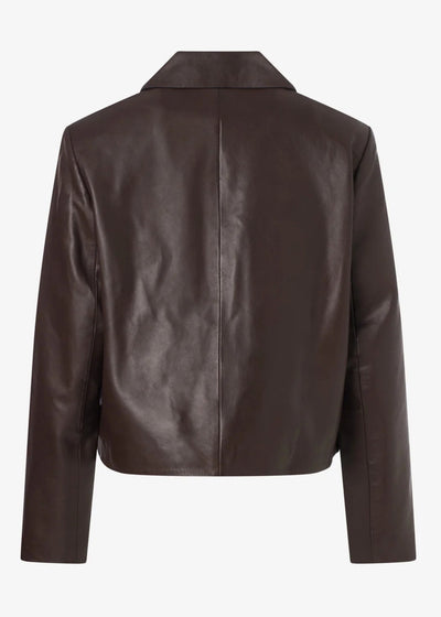 Cropped Leather Jacket in Espresso