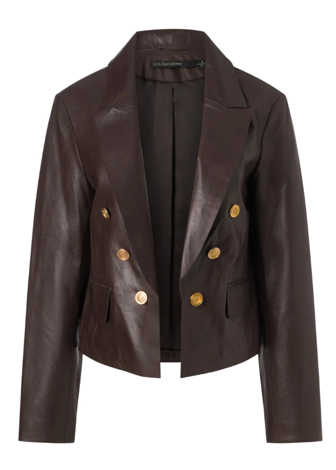 Cropped Leather Jacket in Espresso