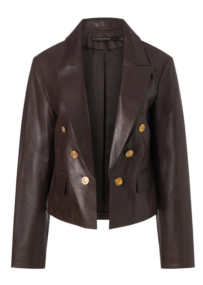 Cropped Leather Jacket in Espresso