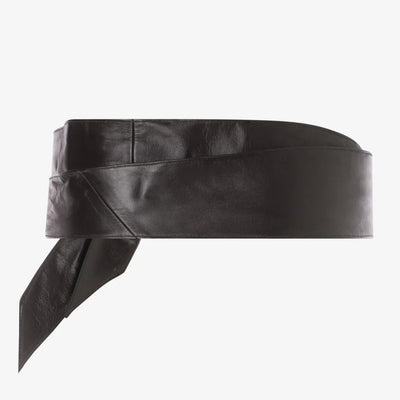 Leather Wrap Belt in Black