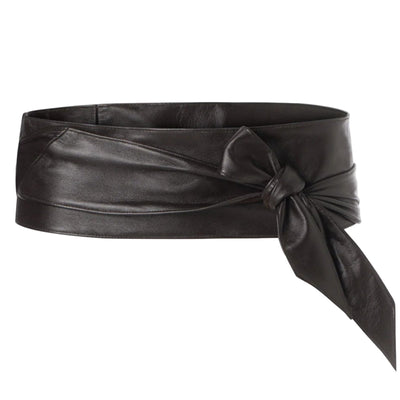 Leather Wrap Belt in Black