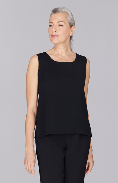 Sleeveless Scoop Neck Base Fabric Shell Black