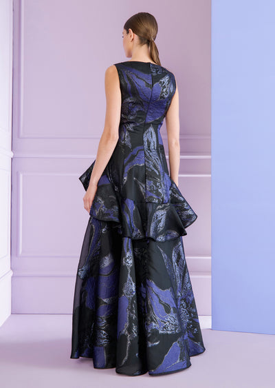 Monarch Jacquard Gown in Navy/Royal Blue
