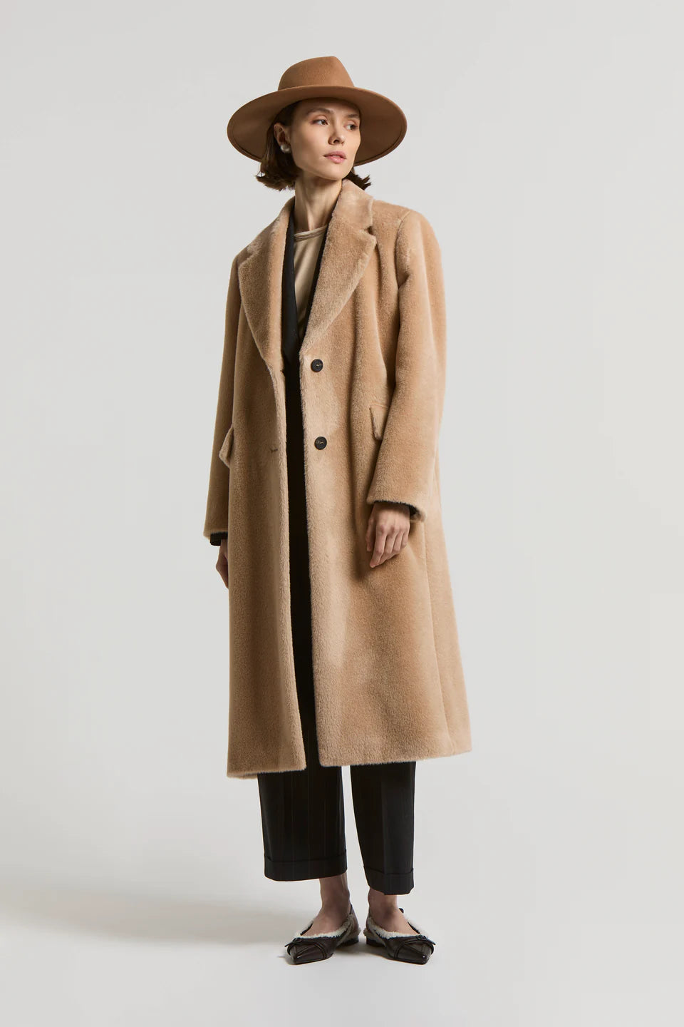 Stretch Silk Satin T-shirt in Amber Beige