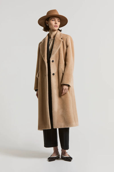 Stretch Silk Satin T-shirt in Amber Beige