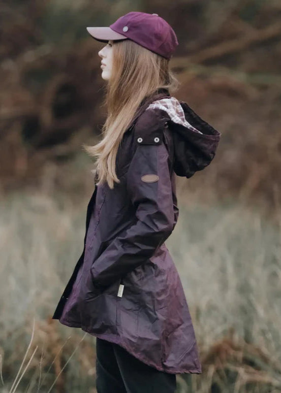 Louise Wax Raincoat in Mahogany