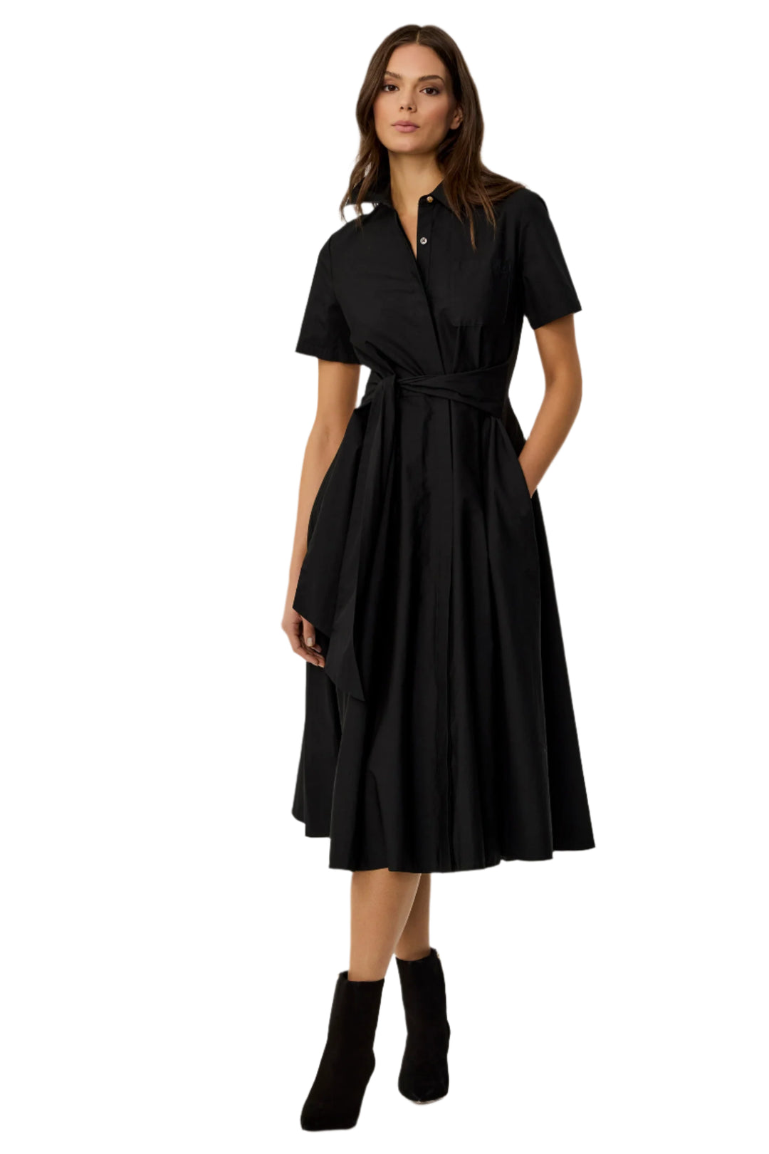 Toccin Megan Tie-Front Midi Shirtdress
