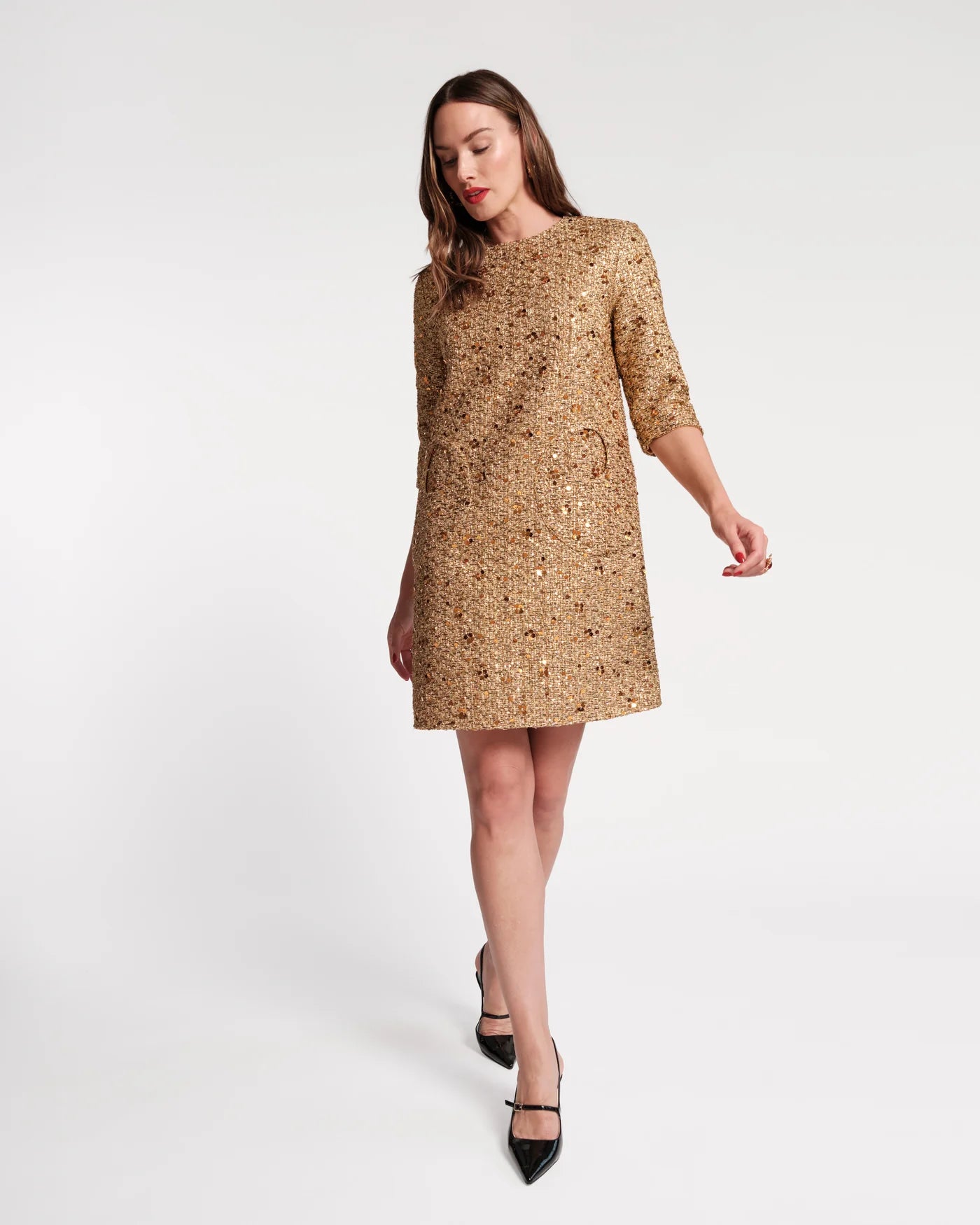 Mod Sequin Dress in Gold