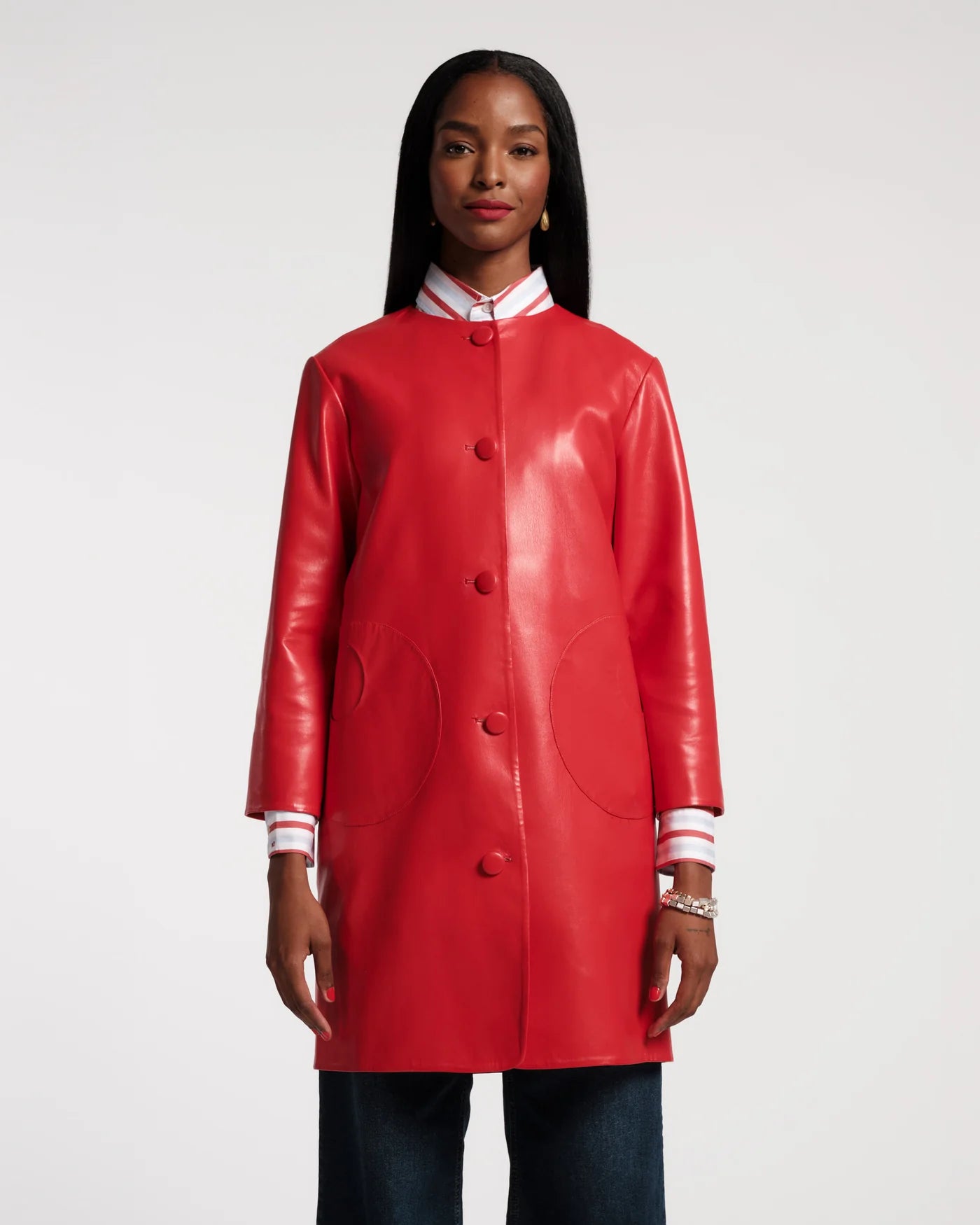 Mod Jacket Faux Leather Geranium