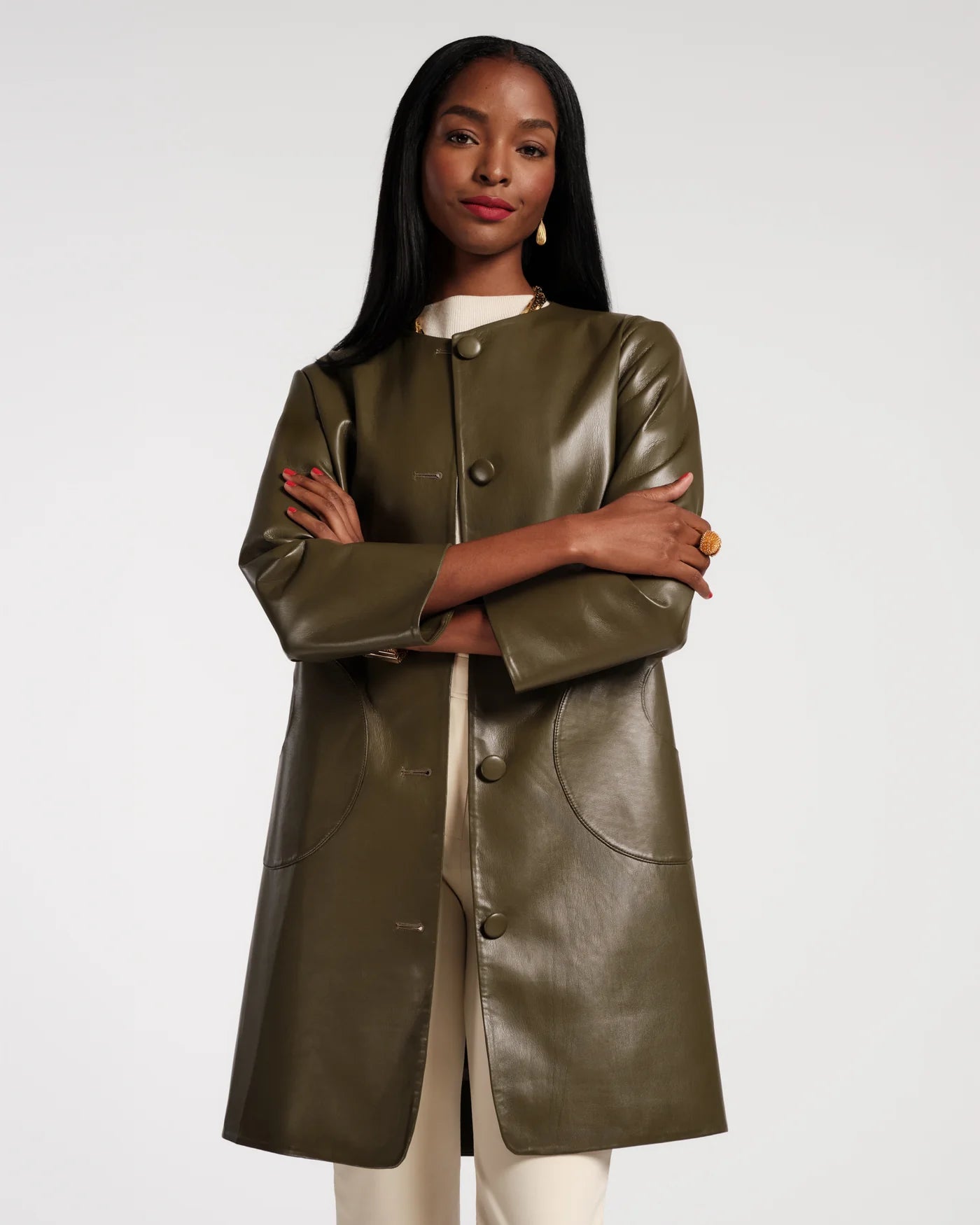 Mod Jacket Faux Leather Olive