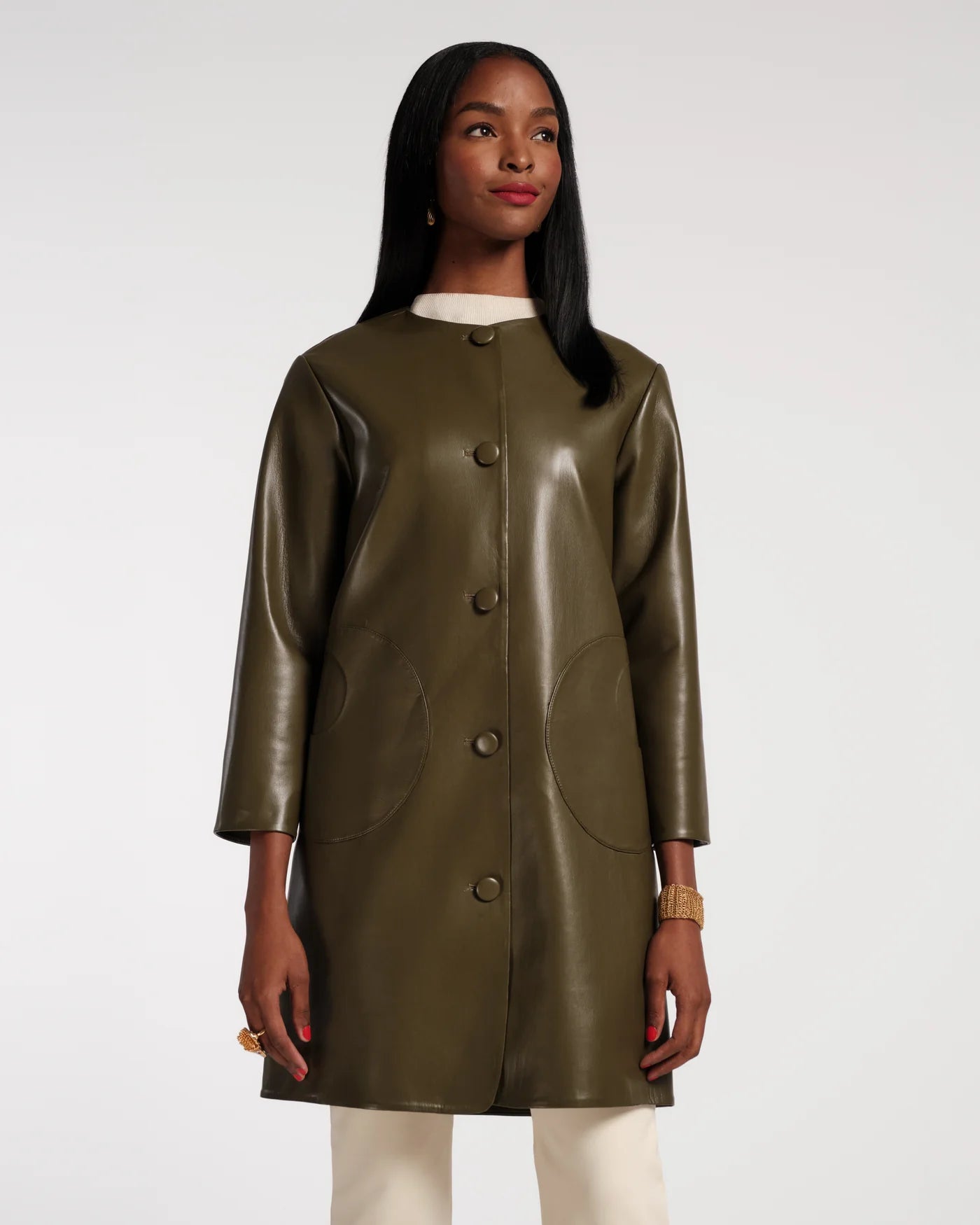 Mod Jacket Faux Leather Olive