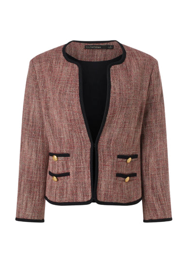 Cropped Jacket with Trim in Cherry Multi