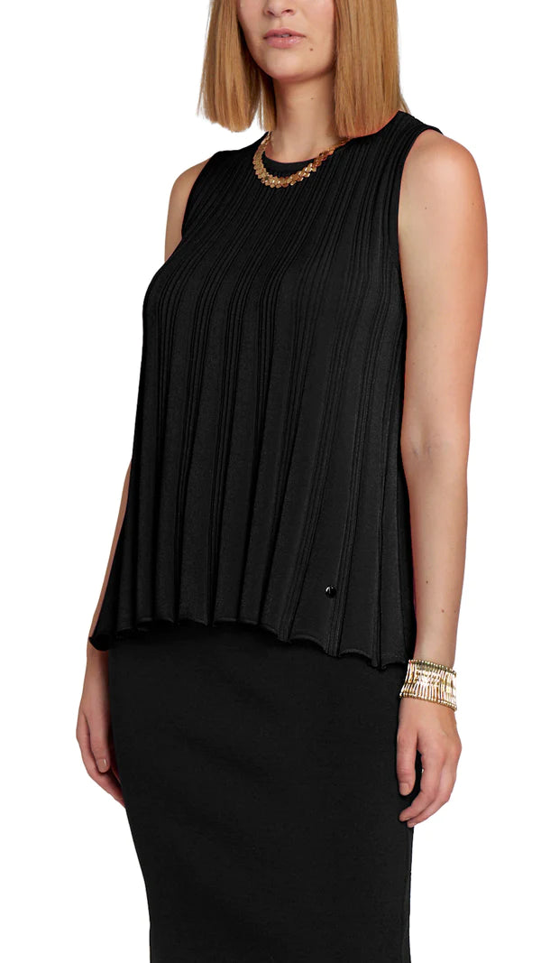 Molly Pleated Swing Top - Black