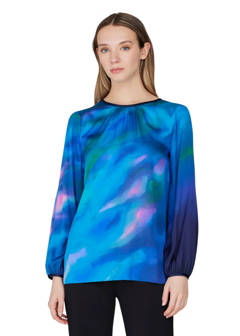 Mountainscape Gather Neck Blouse