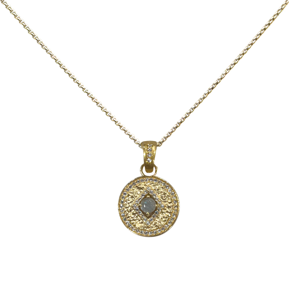 Gold Labradorite Disc Necklace
