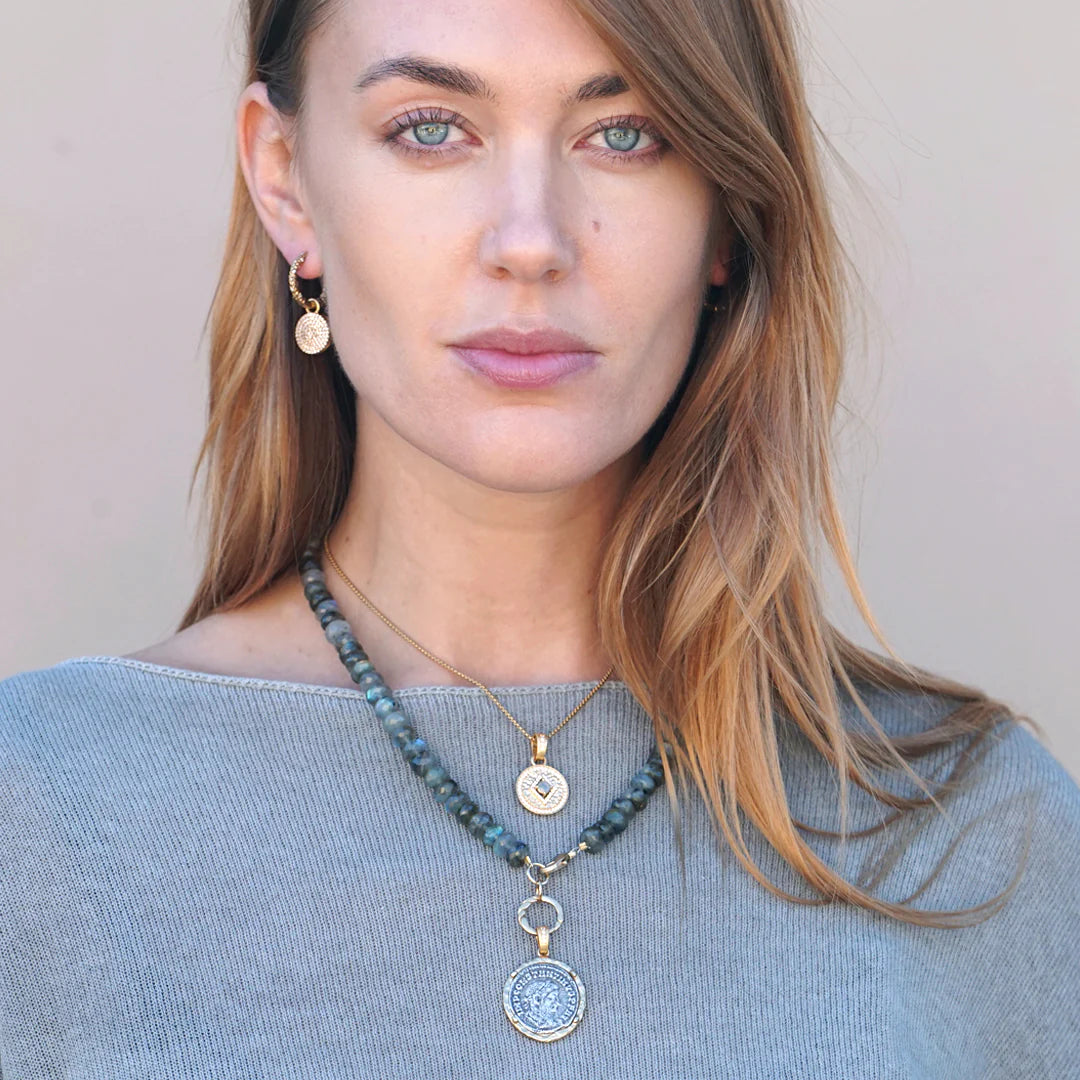 Gold Labradorite Disc Necklace