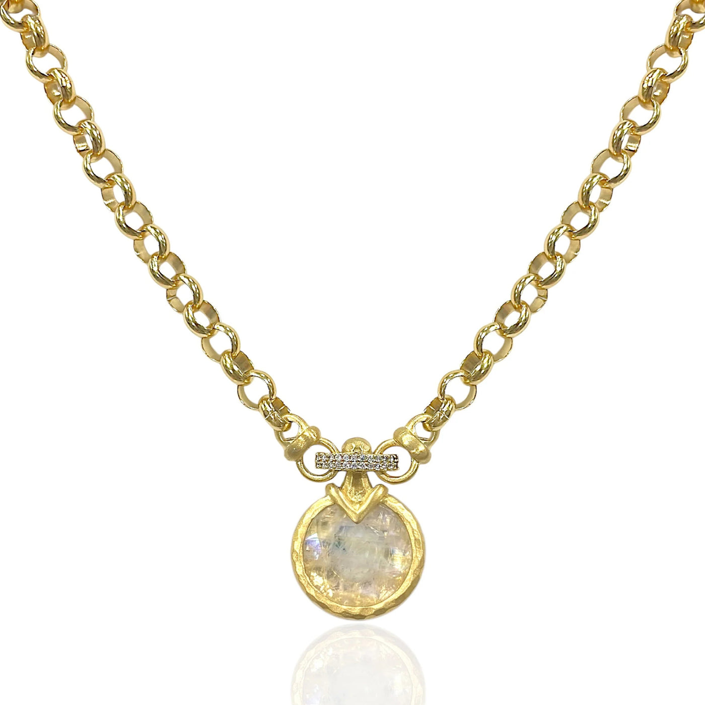 Gold Vecchio Rainbow Moonstone Necklace