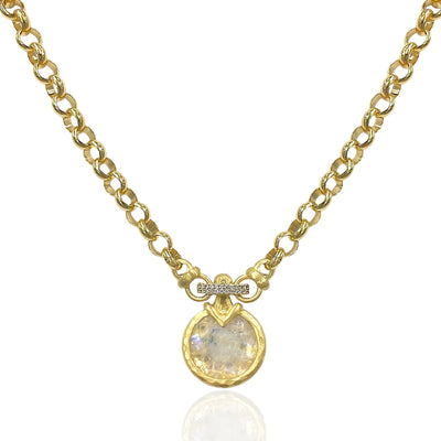 Gold Vecchio Rainbow Moonstone Necklace