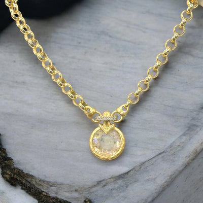 Gold Vecchio Rainbow Moonstone Necklace