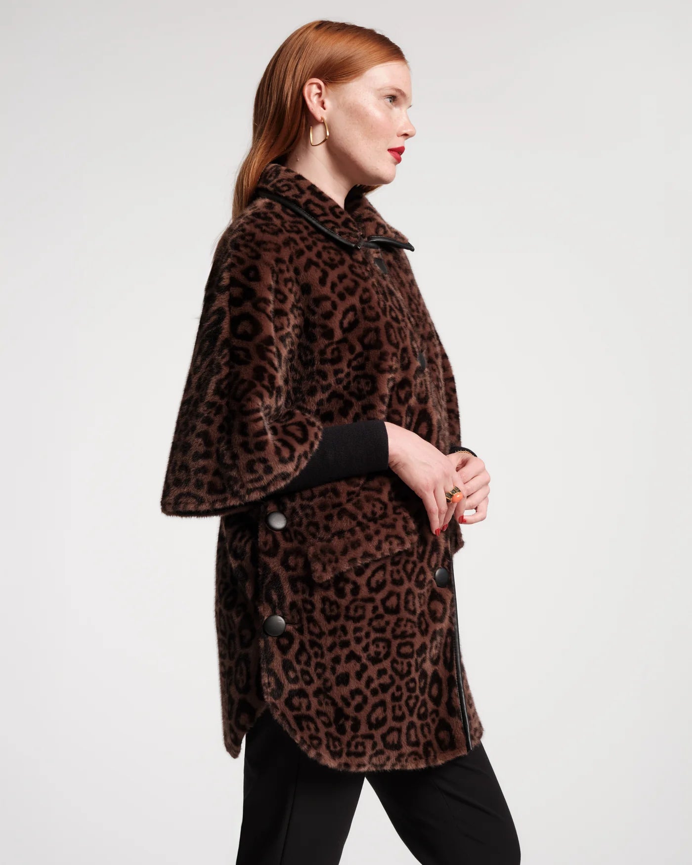 Nico Poncho Jaguar Faux Fur