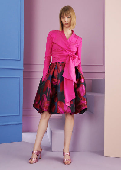 Stretch Taffetas Paillettes Blouse