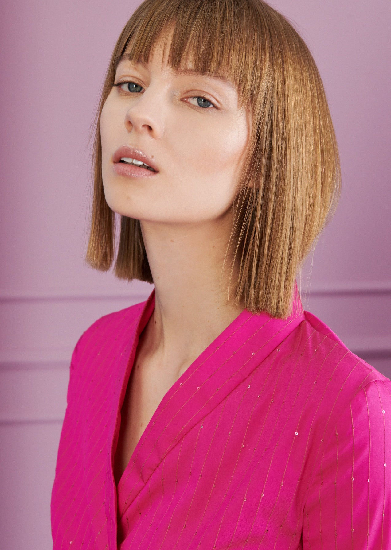 Stretch Taffetas Paillettes Blouse