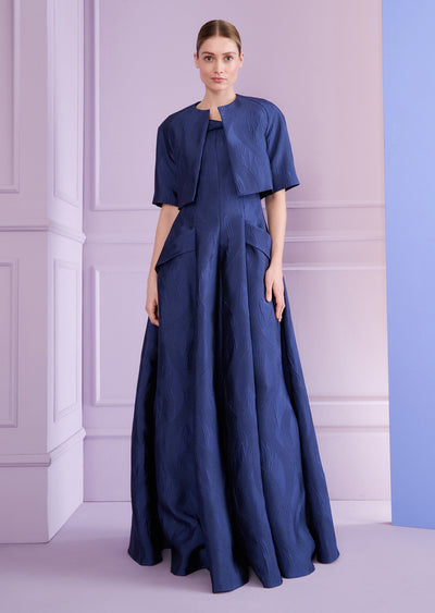 Twisted Neck Evening Gown in Navy