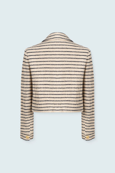 Short Jacket with Pockets in Natural Navy Stripe