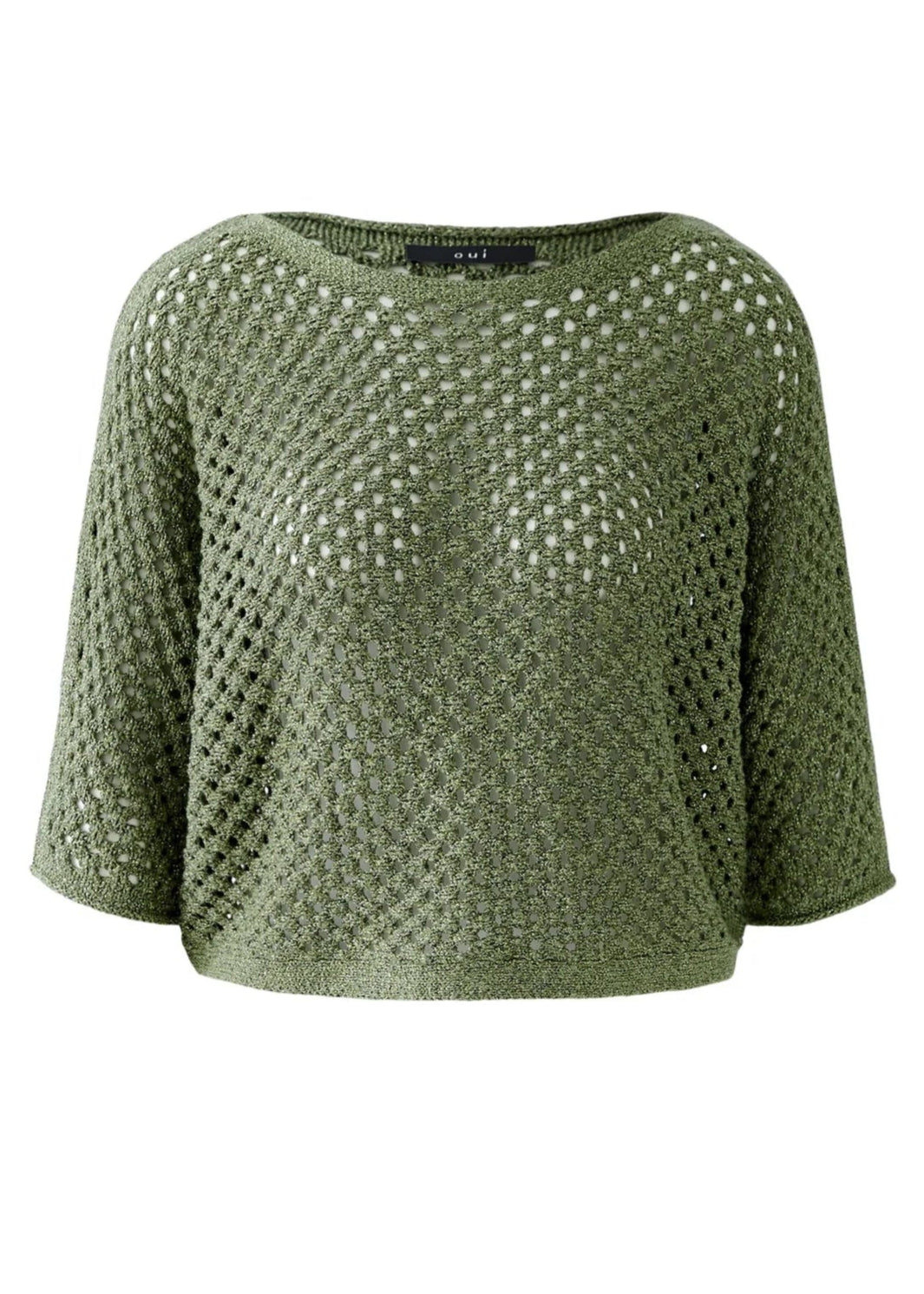 Metallic Knit Sweater Shaded Moss