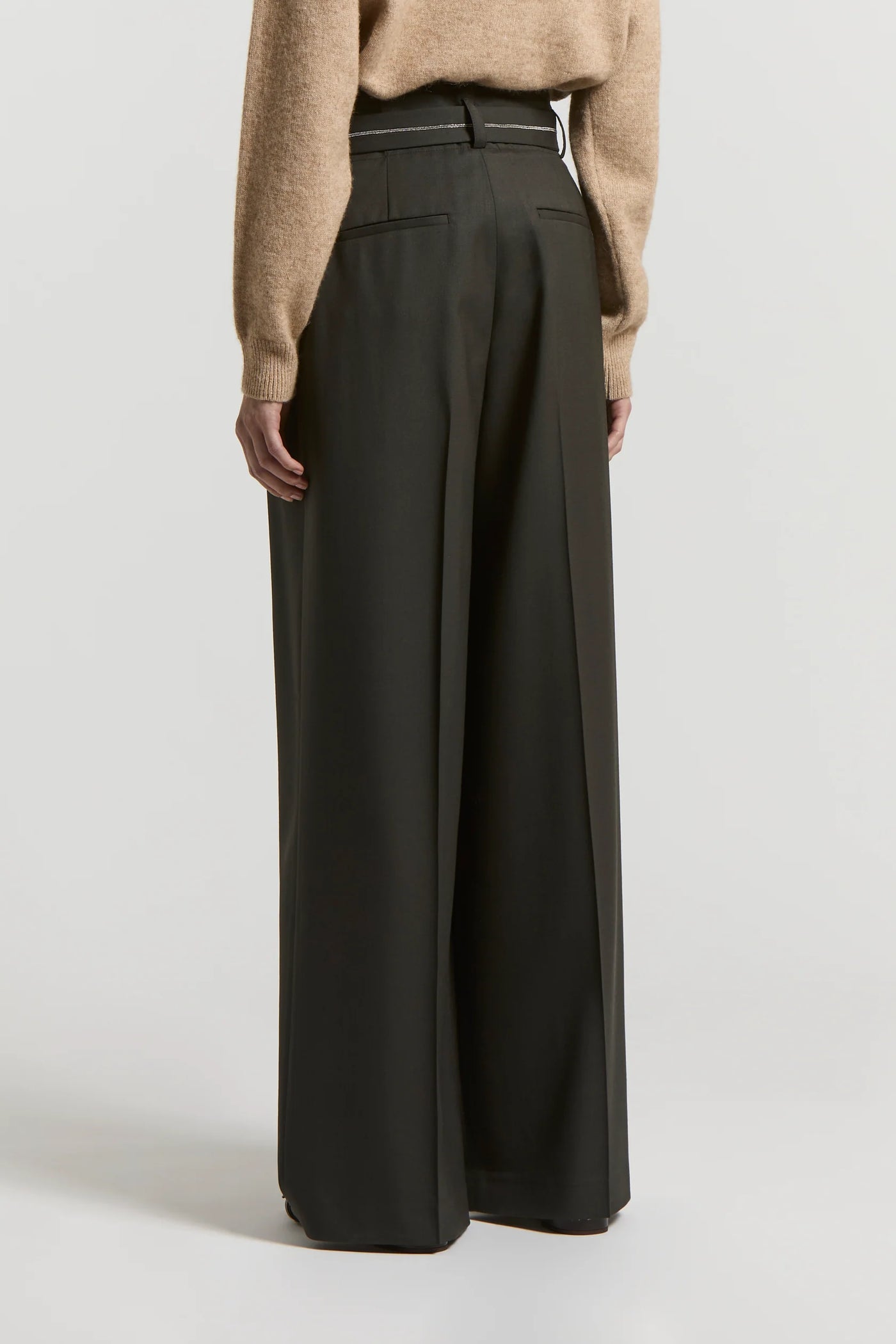 Fluid Wool Twill Trousers in Ebony Brown