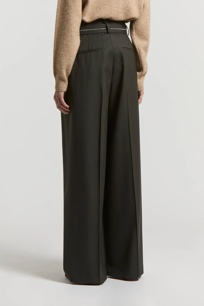 Fluid Wool Twill Trousers in Ebony Brown