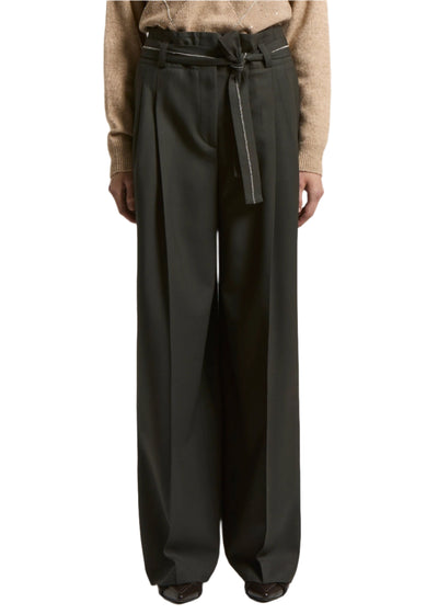Fluid Wool Twill Trousers in Ebony Brown