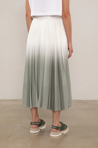 Degradé-effect Sunray Pleated Midi Skirt in Lagoon Green