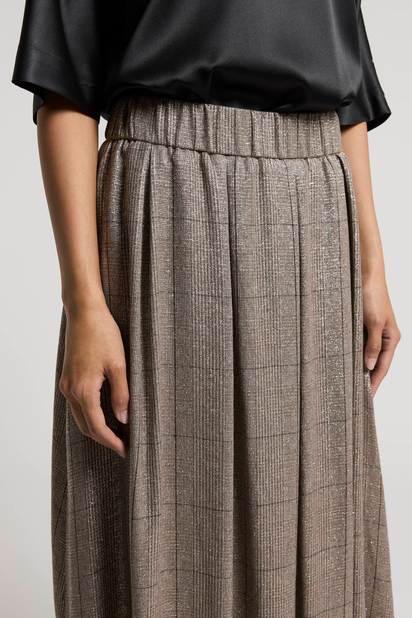 Wool and Lurex Viscose Skirt in Ebony Brown