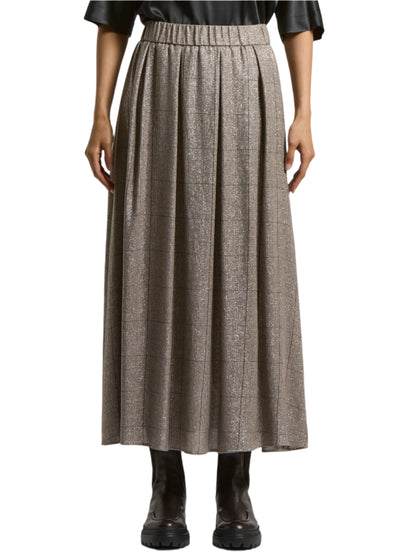 Wool and Lurex Viscose Skirt in Ebony Brown
