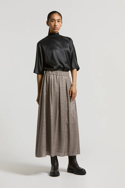 Wool and Lurex Viscose Skirt in Ebony Brown