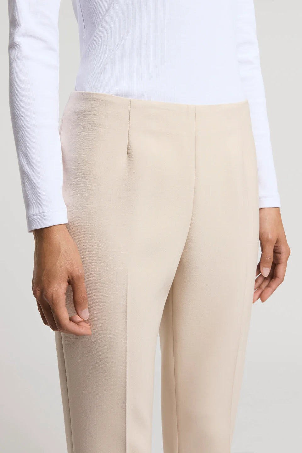 Double Technical Fabric Cigarette Trousers in Opal White