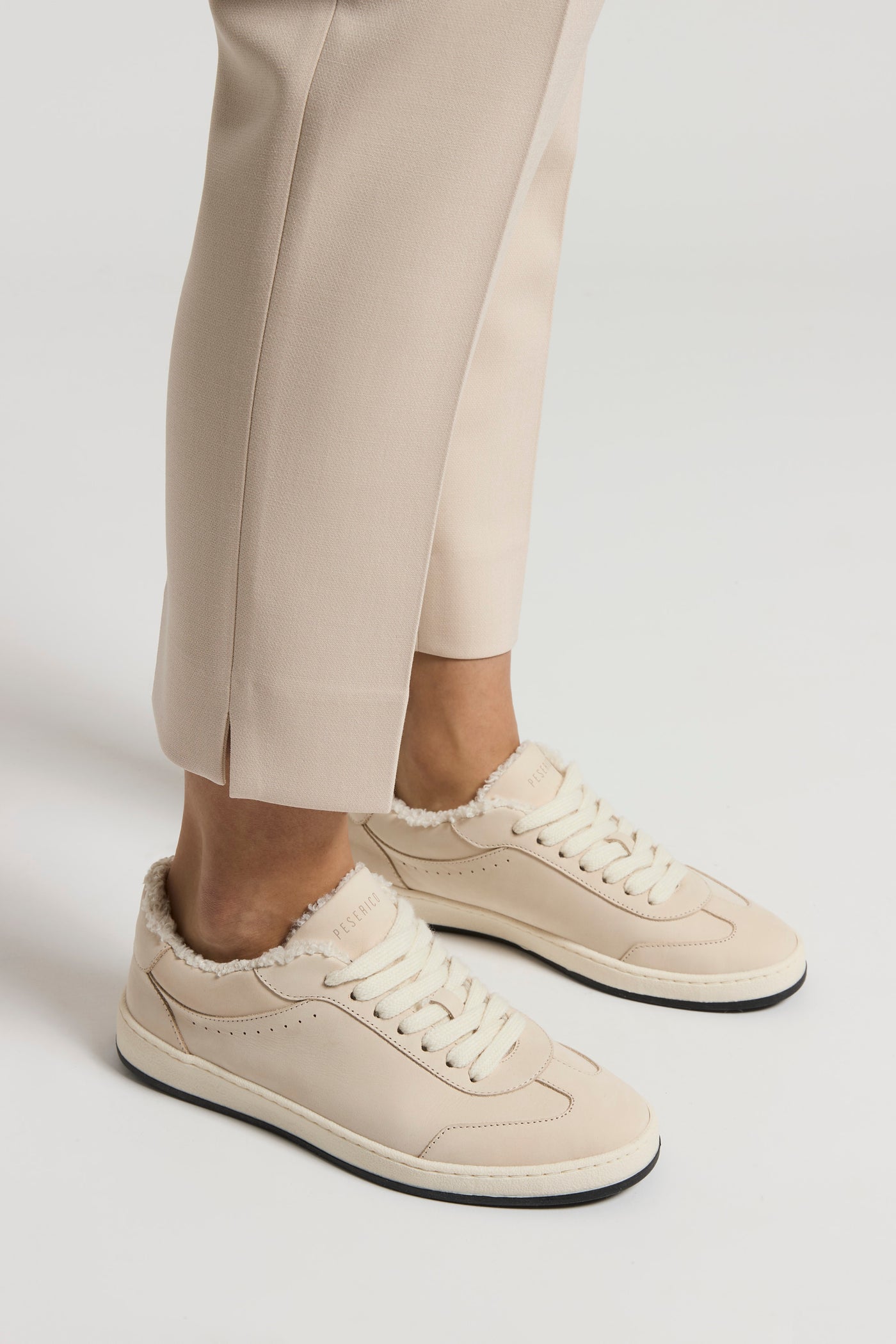 Double Technical Fabric Cigarette Trousers in Opal White