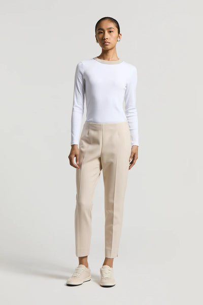 Double Technical Fabric Cigarette Trousers in Opal White