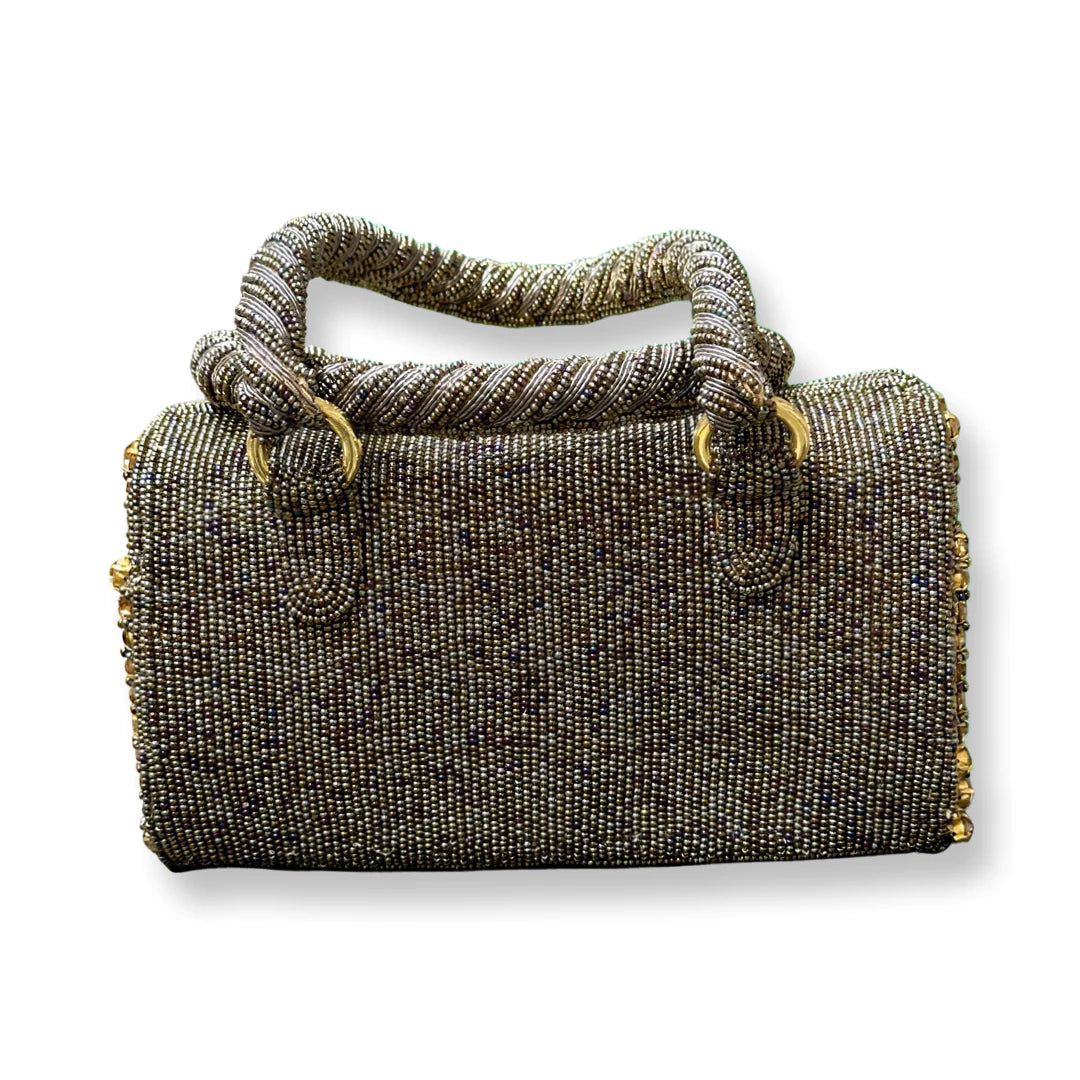 Handbag - Navy/Grey/Gold