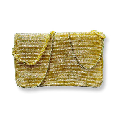 Gold W/ Multi Floral Beaded Clutch