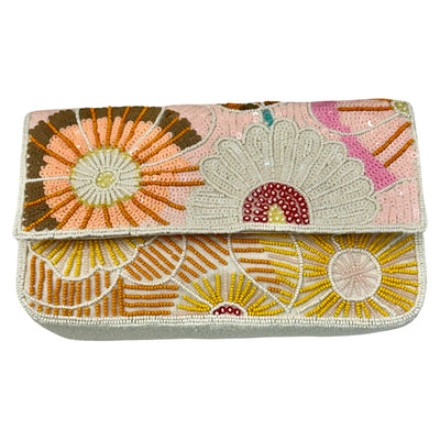 Abstract Floral Beaded Clutch