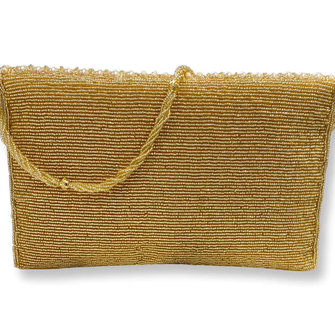 Gold Pearl Beads With Beaded Strap