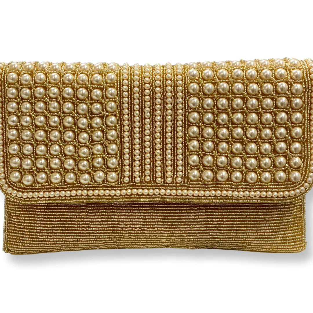 Gold Pearl Beads With Beaded Strap