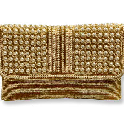 Gold Pearl Beads With Beaded Strap